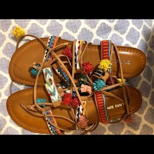 colorful lace up sandals